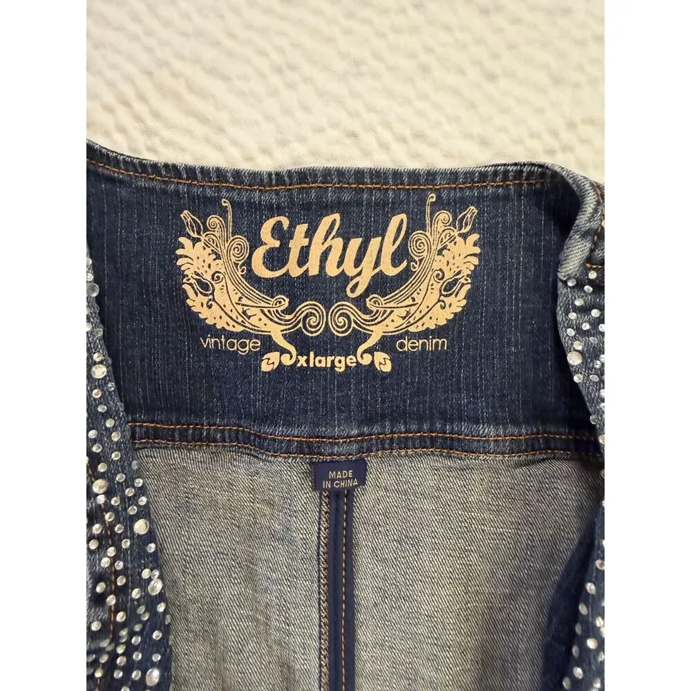 Ethyl Denim Vest with Rhinestone Accents - Picture 3 of 8